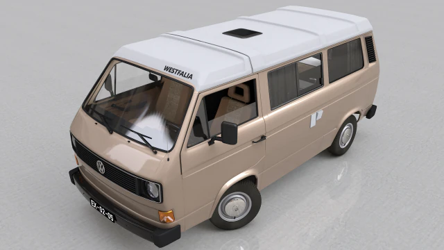 volkswagen t3 campeggio westfalia jolly - 1980 Modello 3D .c4d .max .obj .3ds .fbx .stl .blend 