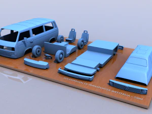 Volkswagen t3 Transporter Вестфалия 1980 г. 3D Принт Модель