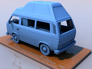 Volkswagen t3 Transporter Вестфалия 1980 г. 3D Принт Модель
