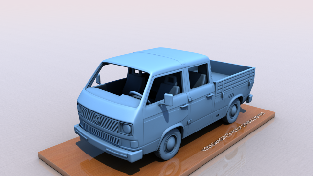 volkswagen t3 transporter pickup doble cab - 1979 3D Print Model .c4d .max .obj .3ds .fbx .stl .blend 