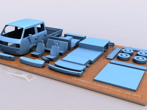 volkswagen t3 transporter pickup doble cab - 1979 3D Print Model