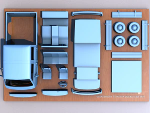 Volkswagen T3 Transporter пикап с двойной кабиной - 1979 г. 3D Принт Модель