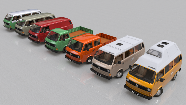 pack volkswagen t3 transporter - 1978 3D 모델 .c4d .max .obj .3ds .fbx .stl .blend 