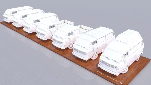pack volkswagen t3 transporter - 1978 3D Print Model .c4d .max .obj .3ds .fbx .stl .blend 