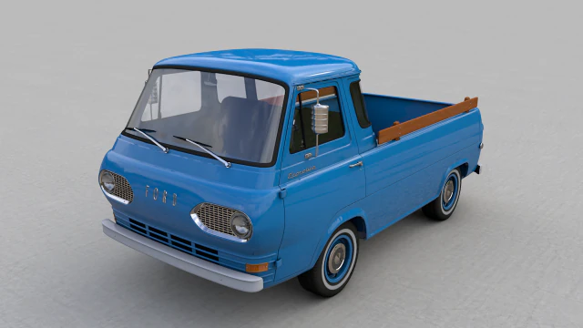 for d econoline e100 pickup 1962 3D Model .c4d .max .obj .3ds .fbx .stl .blend 