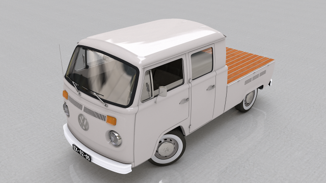 volkswagen t2 pick-up doble cab 1974 Model 3D .c4d .max .obj .3ds .fbx .stl .blend 