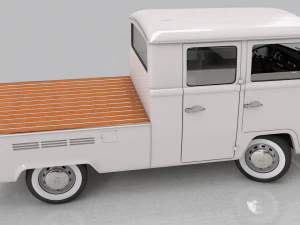 volkswagen t2 pick-up doble cab 1974 3D Model