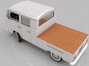 volkswagen t2 pick-up doble cab 1974 3D Model