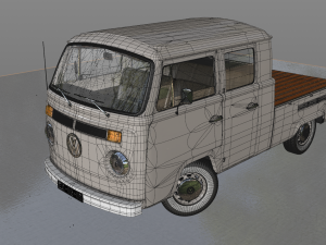 volkswagen t2 pick-up doble cab 1974 Model 3D