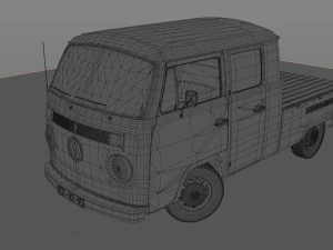 volkswagen t2 pick-up doble cab 1974 3D Model