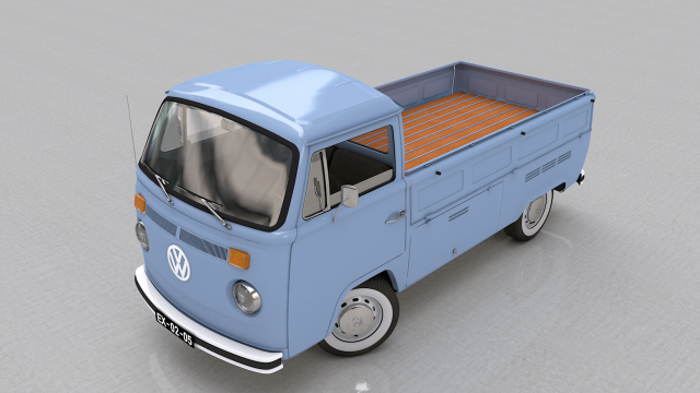 volkswagen pickup single cab 1974 Modelo 3D .c4d .max .obj .3ds .fbx .stl .blend 