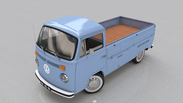 volkswagen pickup single cab 1974 3D Model .c4d .max .obj .3ds .fbx .stl .blend 