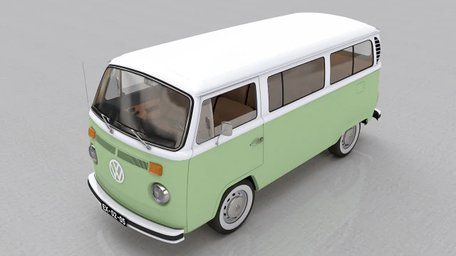 Volkswagen t2 bay window 1974 3D Model .c4d .max .obj .3ds .fbx .stl .blend