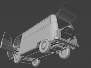 Volkswagen t2 bay window 1974 3D Model