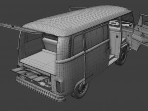 Volkswagen t2 bay window 1974 3D Model