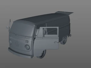 volkswagen t2 cargo van 1974 3D Model