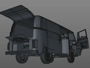 volkswagen t2 cargo van 1974 3D Model