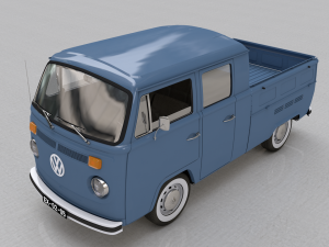 volkswagen t2 pick-up double cab 1974 3D Model