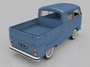 volkswagen t2 pick-up double cab 1974 3D Model
