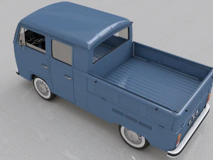 volkswagen t2 pick-up double cab 1974 3D Model