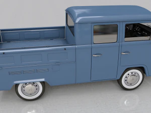 volkswagen t2 pick-up double cab 1974 3D Model