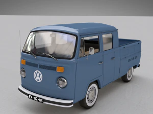 volkswagen t2 pick-up double cab 1974 3D Model