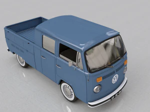 volkswagen t2 pick-up double cab 1974 3D Model