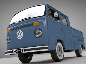 volkswagen t2 pick-up double cab 1974 3D Model