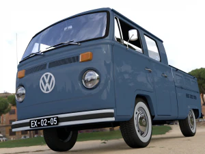 volkswagen t2 pick-up double cab 1974 3D Model