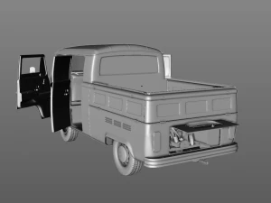 volkswagen t2 pick-up double cab 1974 3D Model