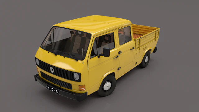 volkswagen transporter t3 pickup doble cab 1980 3D Model .c4d .max .obj .3ds .fbx .stl .blend