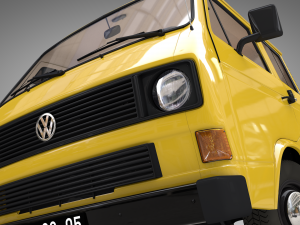 volkswagen transporter t3 pickup doble cab 1980 3D Модель