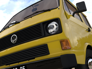 volkswagen transporter t3 pickup doble cab 1980 3D Модель