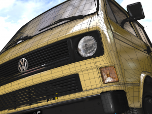 volkswagen transporter t3 pickup doble cab 1980 3D Модель