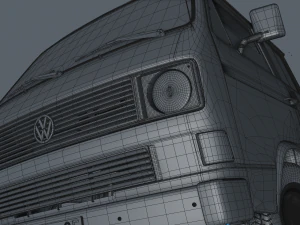 volkswagen transporter t3 pickup doble cab 1980 3D Model