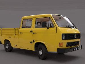volkswagen transporter t3 pickup doble cab 1980 3D Модель