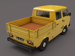 volkswagen transporter t3 pickup doble cab 1980 3D Model
