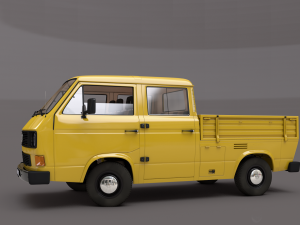volkswagen transporter t3 pickup doble cab 1980 3D Модель
