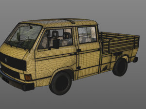 volkswagen transporter t3 pickup doble cab 1980 3D Модель