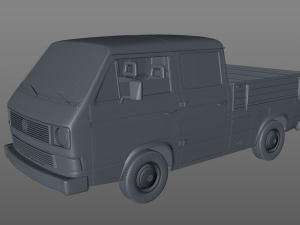volkswagen transporter t3 pickup doble cab 1980 3D Модель