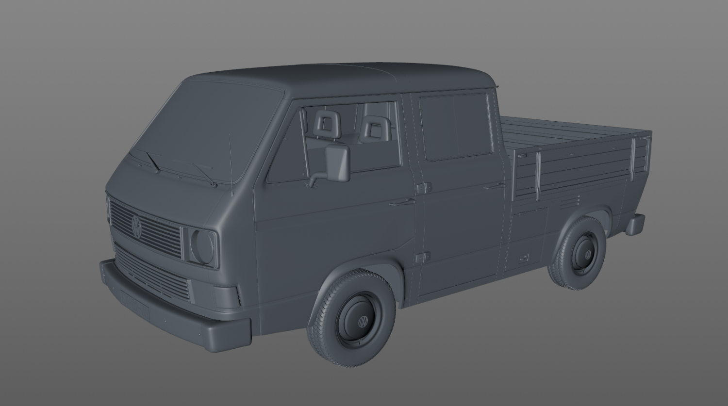 Volkswagen Transporter T3 Pickup Doble Cab 1980 3d 模型in 体育汽车3dexport