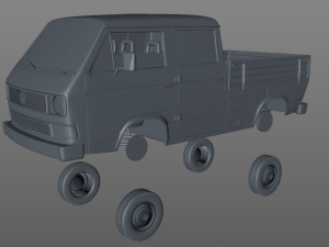 volkswagen transporter t3 pickup doble cab 1980 3D Модель