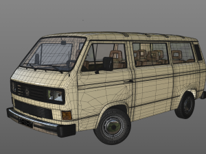 volkswagen transporter t25 caravelle bus 1987 3D Модель