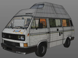 volkswagen camping westfalia calif&oacute;rnia 1987 Modelo 3D