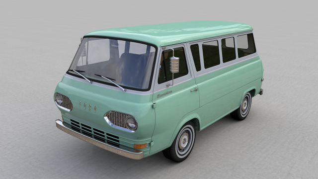 Econoline E100 Window Van 1962 3D Model .c4d .max .obj .3ds .fbx .stl .blend 