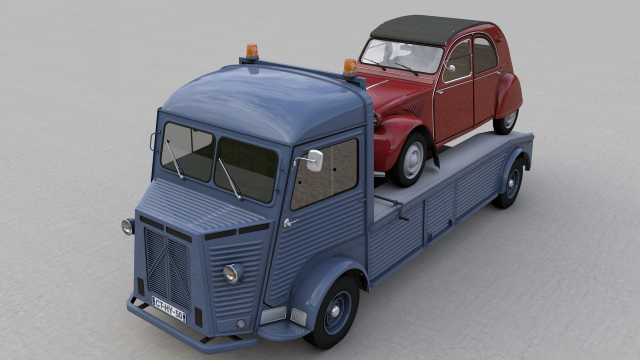 citroen hy truck 1950 and citroen 2cv 1957 Modelo 3D .c4d .max .obj .3ds .fbx .stl .blend 