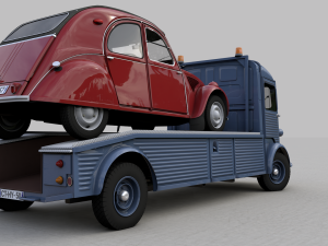 citroen hy truck 1950 and citroen 2cv 1957 Modelo 3D