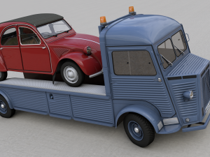 citroen hy truck 1950 and citroen 2cv 1957 Modelo 3D