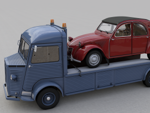 citroen hy truck 1950 and citroen 2cv 1957 Modelo 3D