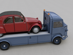 citroen hy truck 1950 and citroen 2cv 1957 Modelo 3D